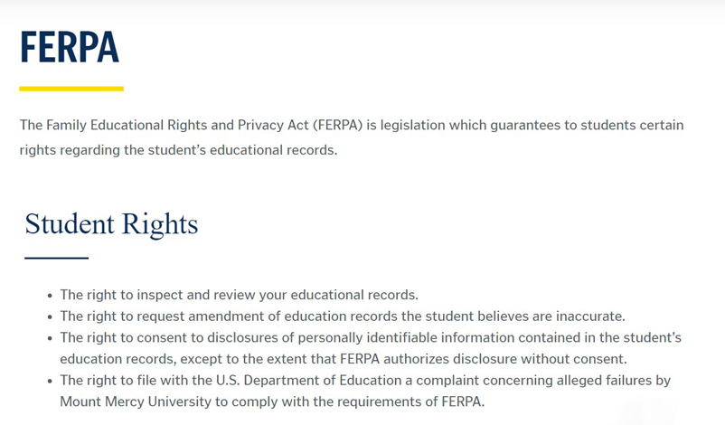 your right to know FERPA at mount mercy university
