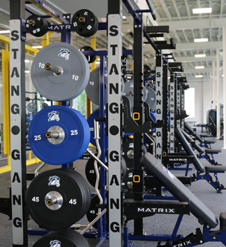 Weights in the Rinderknecht Athletic Center