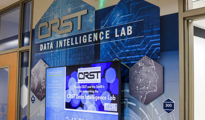 The exterior sign for the data intelligence lab